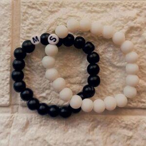Matte black and matte white initial bracelets