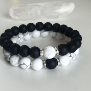 White/Black Marble Matte Bracelet