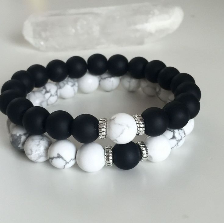 White/Black Marble Matte Bracelet
